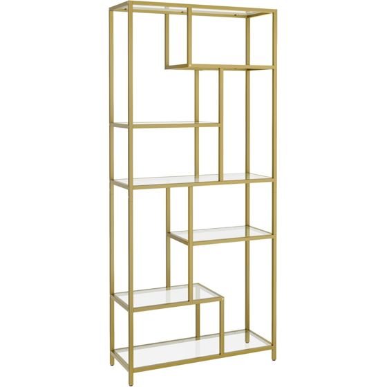 Vasagle bokhylla, 6 nivåer, 30 × 80 × 180 cm, guld, LGT502A01
