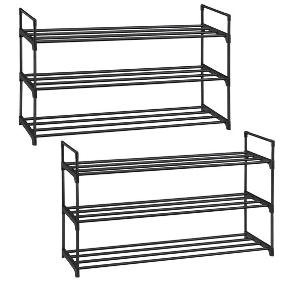 Songmics skoställ, 2-pack, 3 nivåer, 30 × 92 × 54 cm, stapelbar
