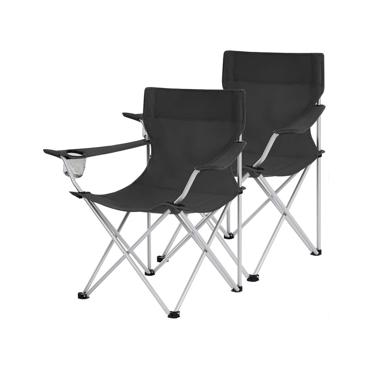 SONGMICS hopfällbara campingstolar, 2-pack, armstöd och mugghållare, max. 120 kg