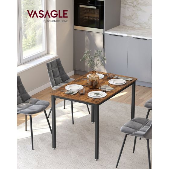 Vasagle matbord, 70 × 110 × 77 cm, rustikbrun/svart, KDT081B01