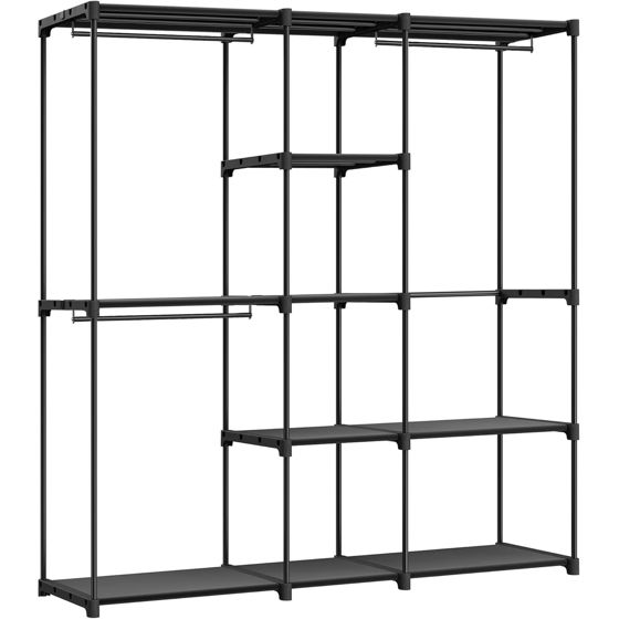 Songmics garderob, 43 × 182 × 182 cm, fristående, svart, RYG037B02