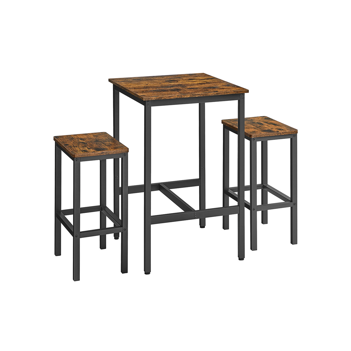 VASAGLE barbord, 60 × 60 × 90 cm, vintagebrun/svart, LBT017B01
