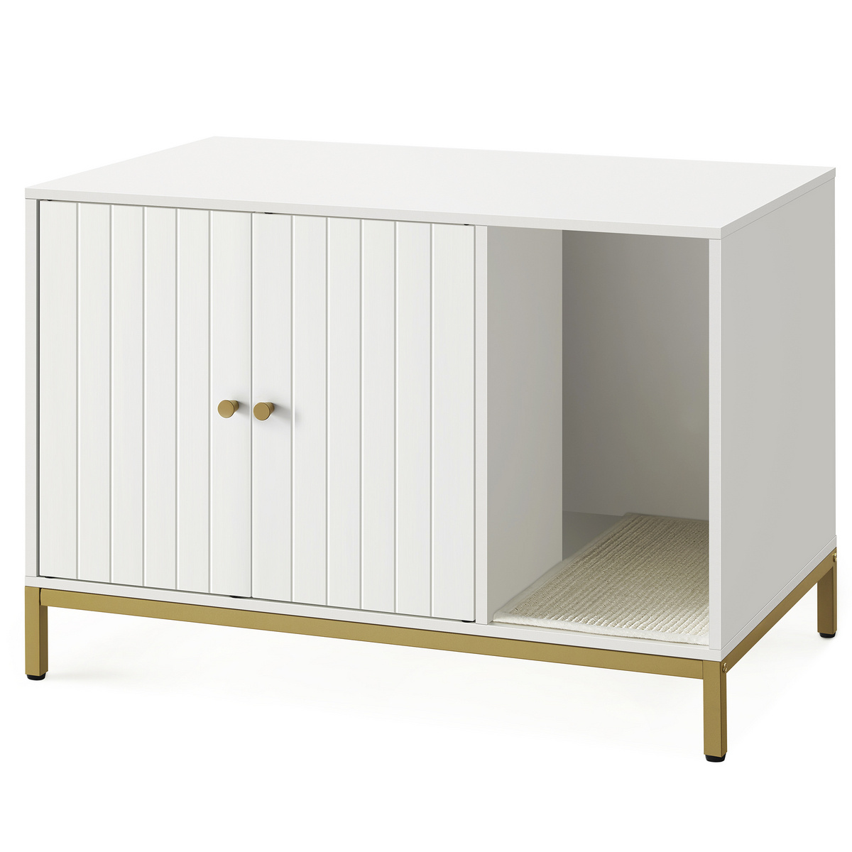 Feandrea kattlåda, 80 × 50 × 55 cm, vit/guld, PCL007W01V1