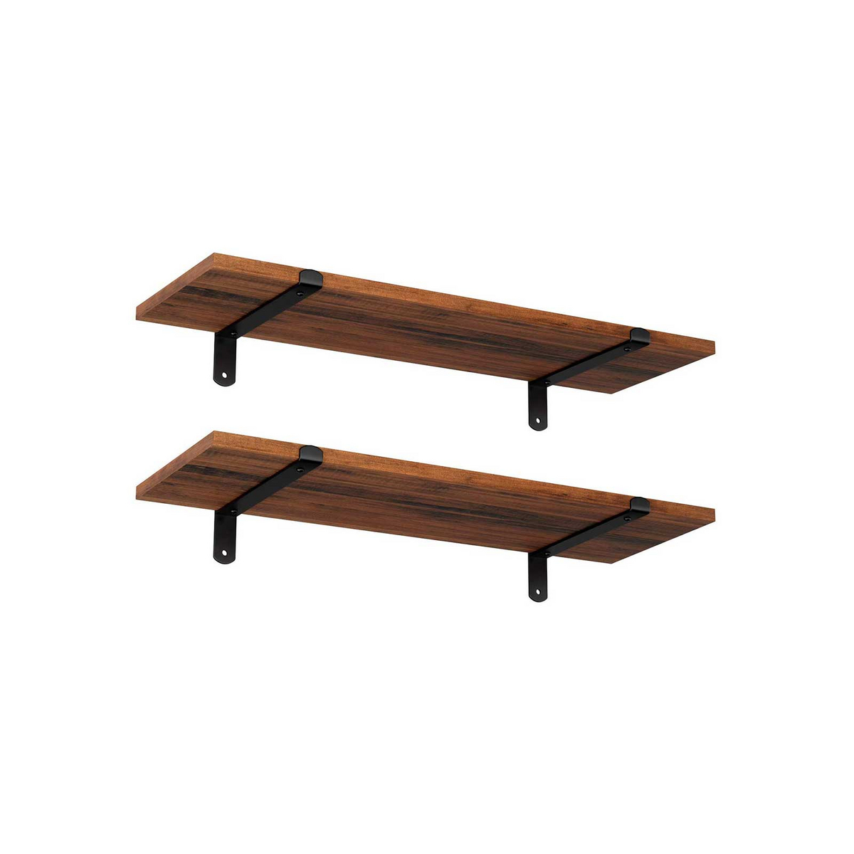 SONGMICS vägghylla, 2-pack, 60 × 20 × 7 cm, brun/svart, LWS04NB