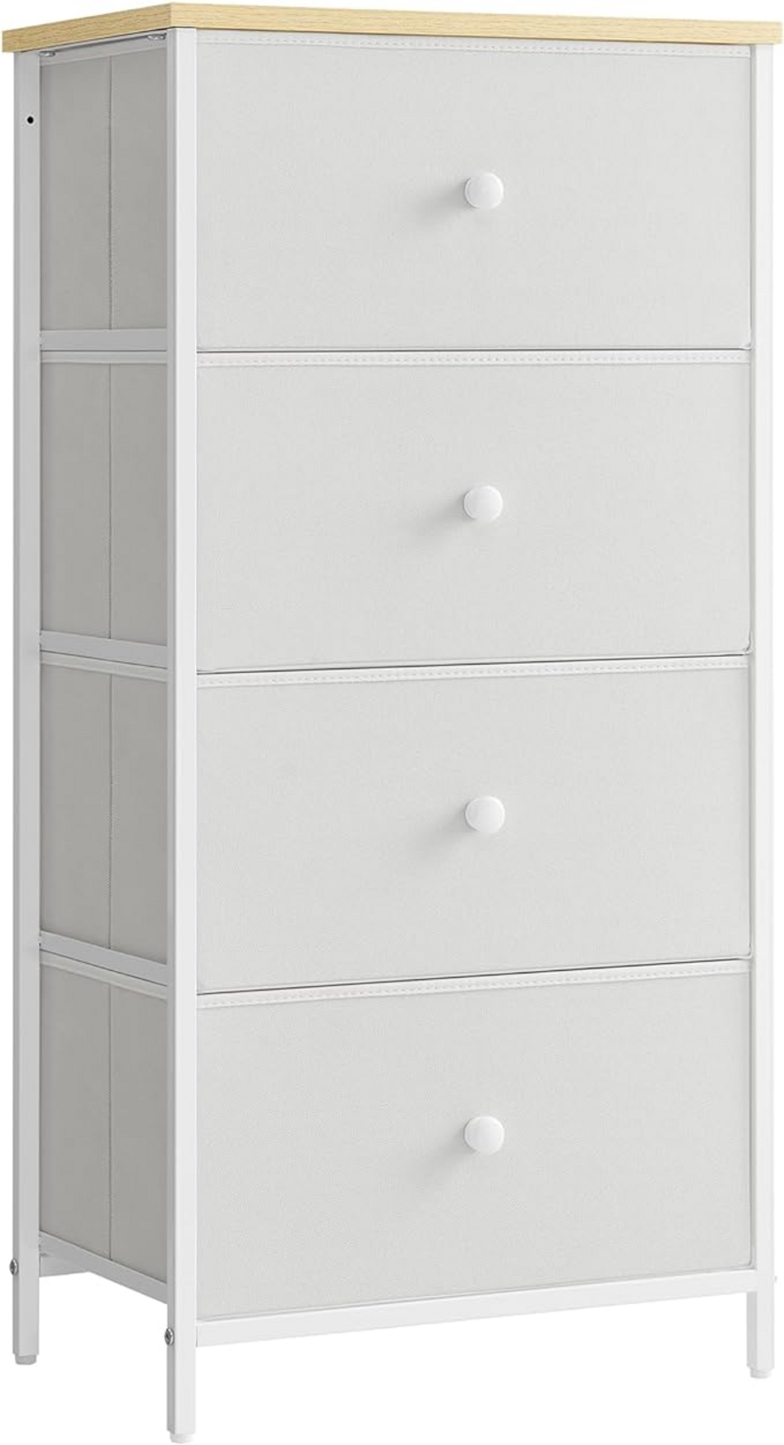 SONGMICS byrå, 4 lådor, vit/ek, LTS314W57