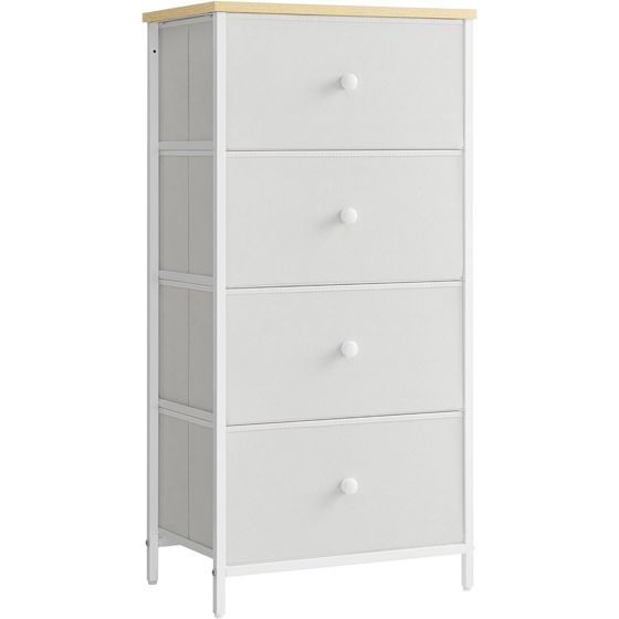 Songmics byrå, 4 lådor, vit/ek, LTS314W57