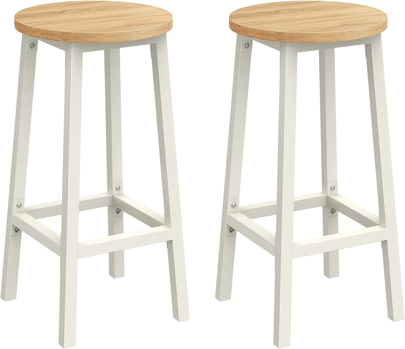 VASAGLE barpall, 2-pack, med fotstöd, beige/vitek, LBC032W09