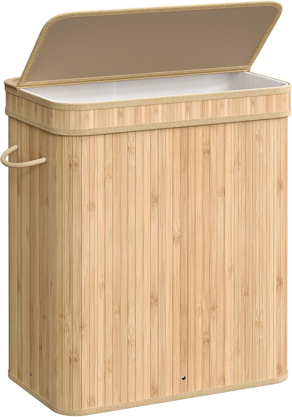 Songmics tvättkorg, med lock, naturbeige, LCB063N01