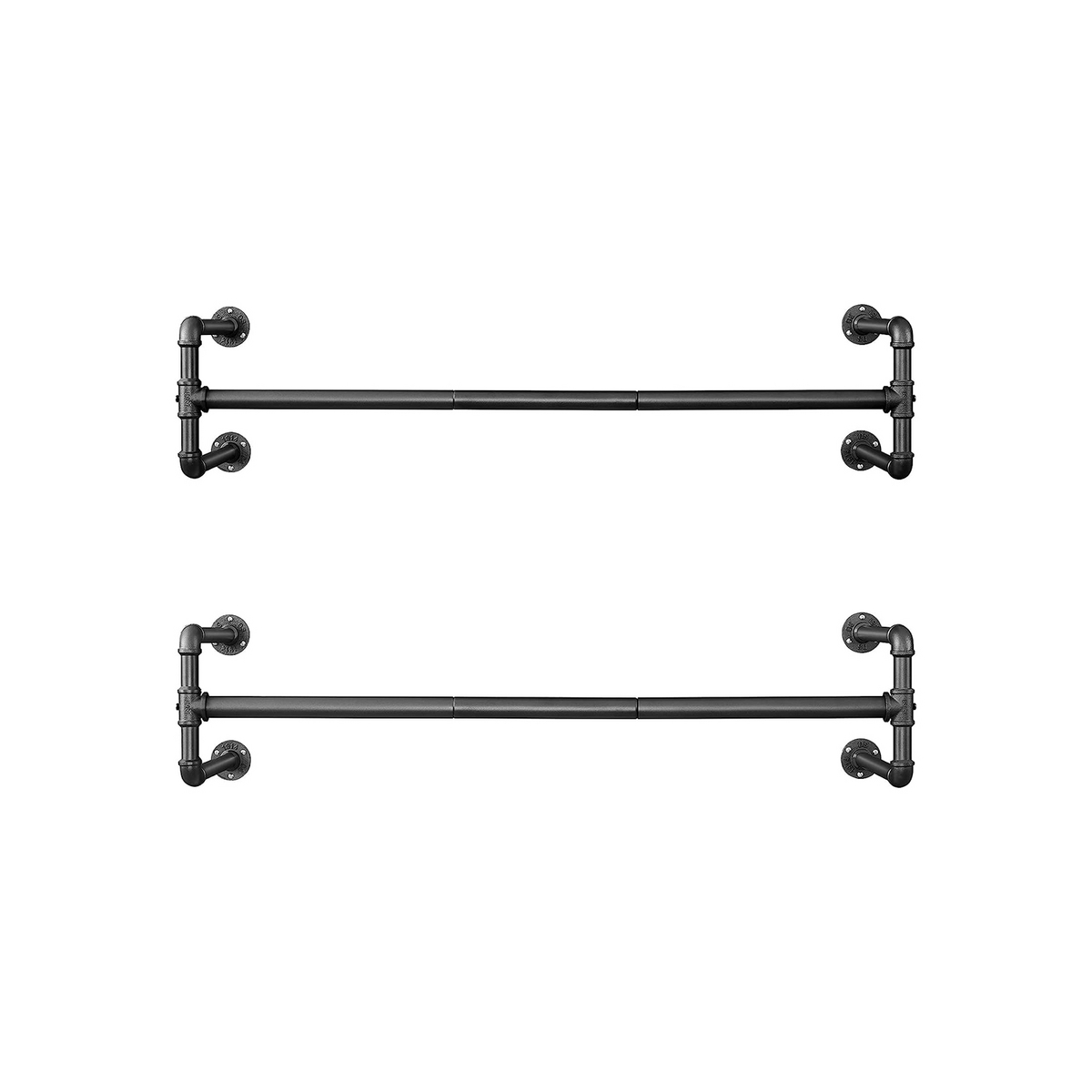SONGMICS klädställning, 2-pack, 110 × 30 × 29.3 cm, väggmonterad, svart, HSR64BK-02