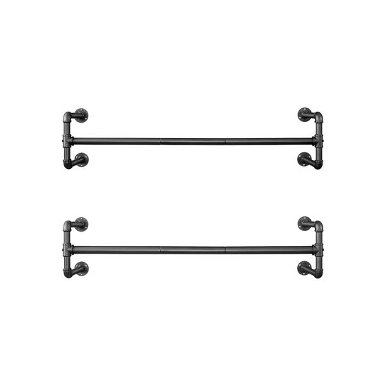 Songmics klädställning, 2-pack, 110 × 30 × 29.3 cm, väggmonterad, svart, HSR64BK-02