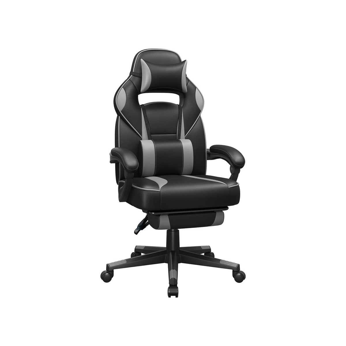 Songmics gamingstol, höjdjusterbar, med fotstöd, svart