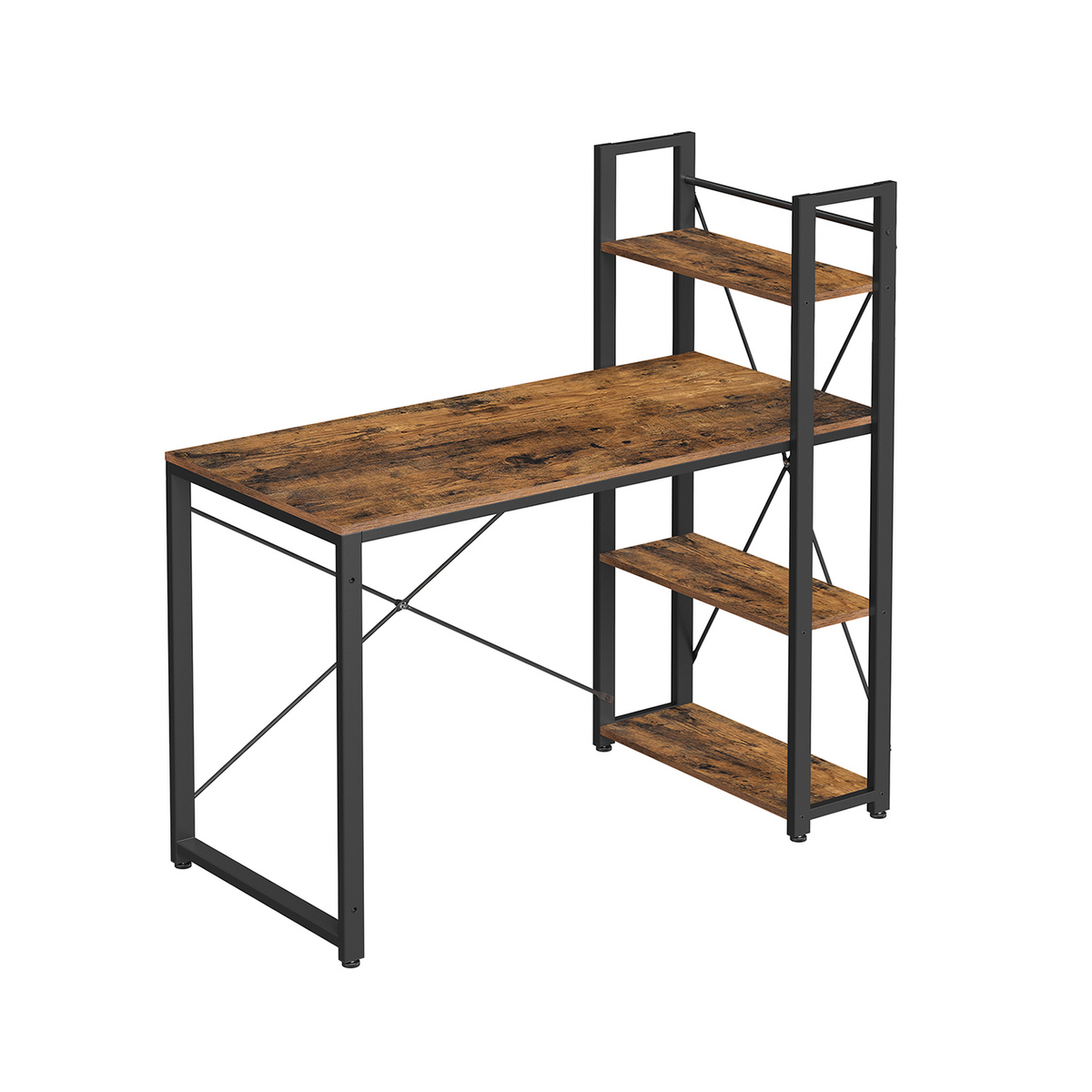 VASAGLE datorbord, 120 cm, rustikbrun/svart, LWD48X