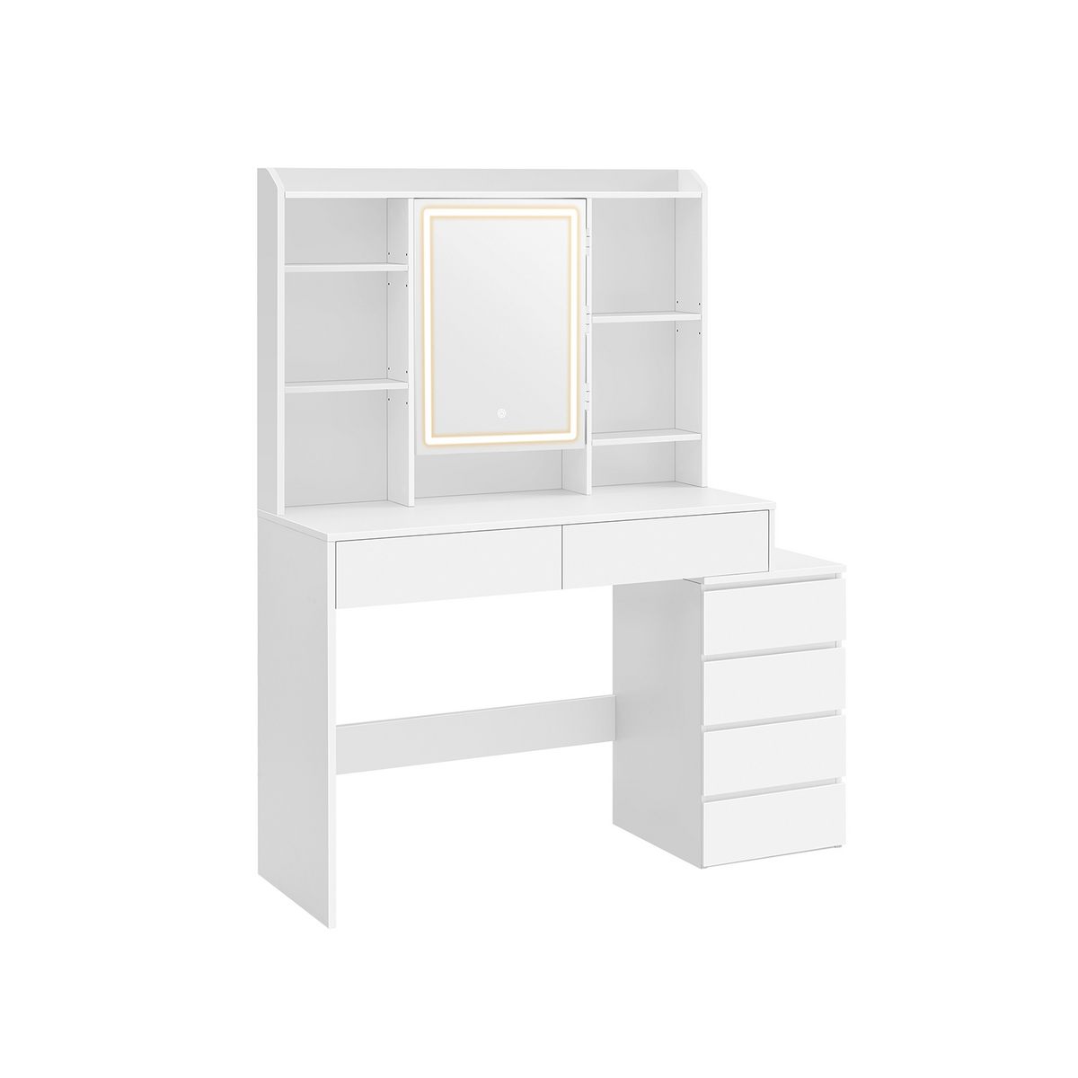 VASAGLE sminkbord, justerbar hylla, med spegel, molnvit, RDT624W01