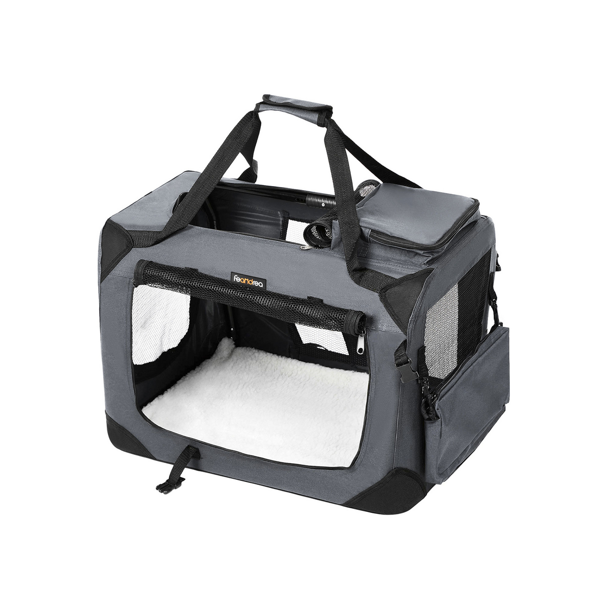 FEANDREA transportväska för husdjur, 70 × 52 × 52 cm, hopfällbar, grå