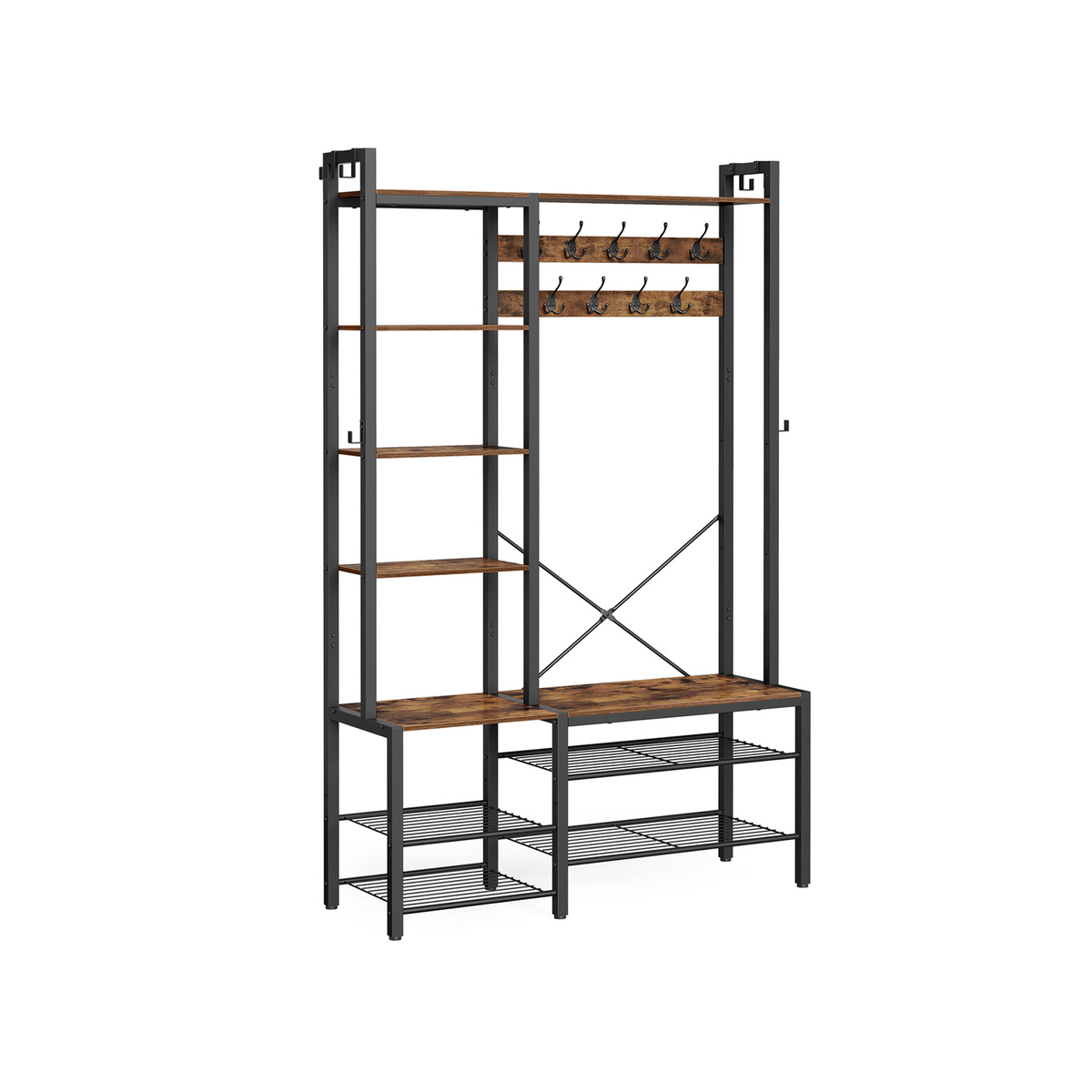 VASAGLE hallmöbel, 140 × 120 × 190 cm, vintagebrun/svart, HSR426B01