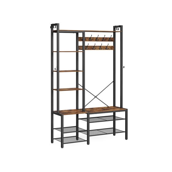 Vasagle hallmöbel, 140 × 120 × 190 cm, vintagebrun/svart, HSR426B01