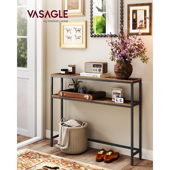 Vasagle konsolbord, 2 hyllor, 20 × 100 × 80 cm, brun, LNT131K01