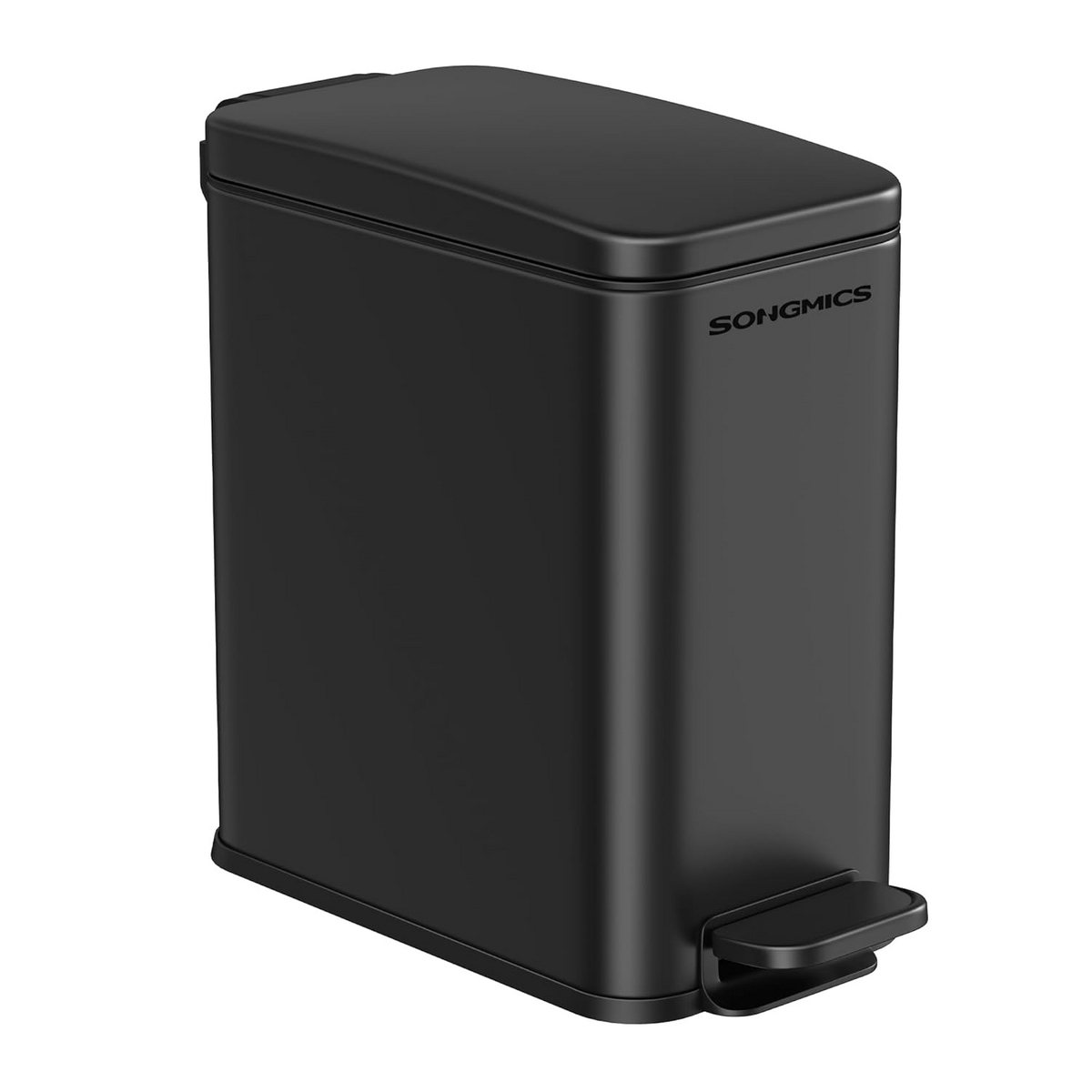 SONGMICS soptunna, med lock, mjukstängande, svart, ULTB560B05