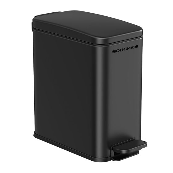 Songmics soptunna, med lock, mjukstängande, svart, ULTB560B05