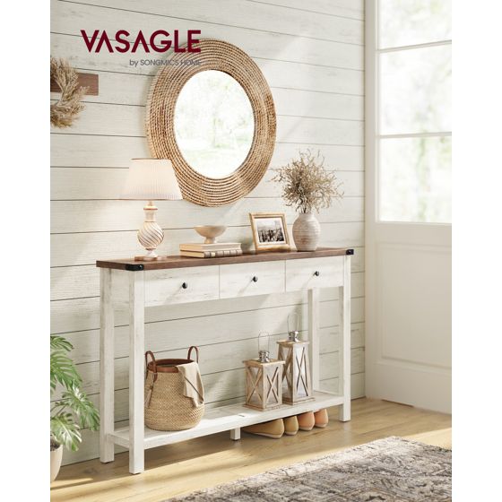 Vasagle konsolbord, 3 lådor, honungsbrun, LNT142WJ01