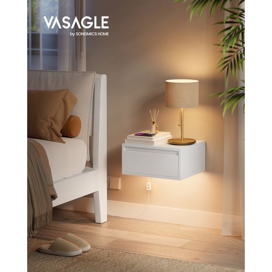 Vasagle sängbord, 2-pack, 35 × 40 × 18 cm, molnvit, LET854W01