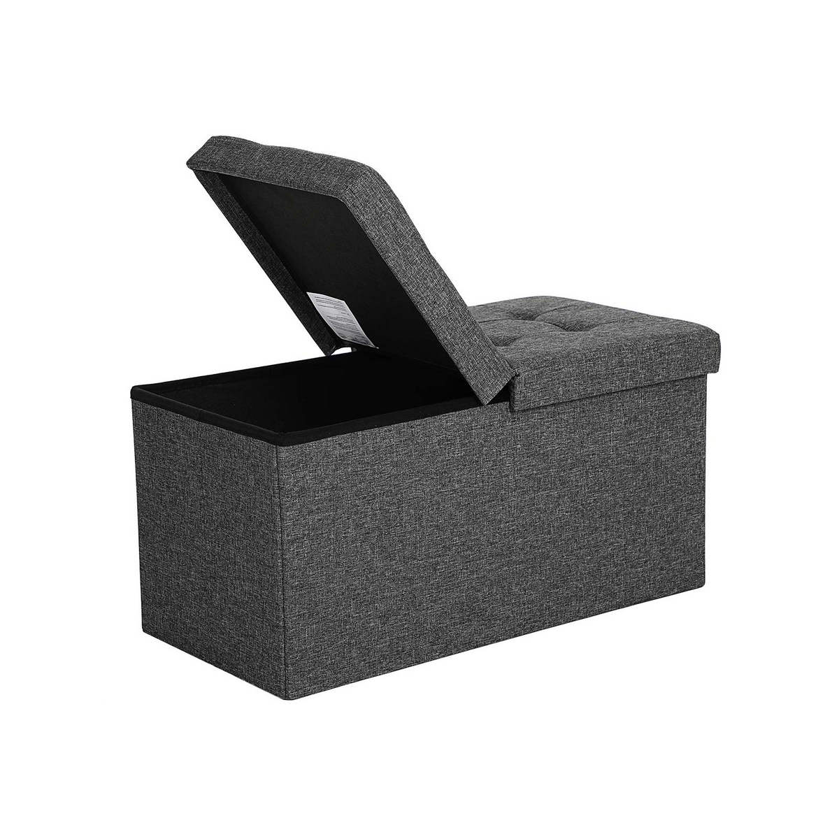 SONGMICS förvaringspuff, 80 L, 76 × 38 × 38 cm, hopfällbar, mörkgrå, LSF46GYZ