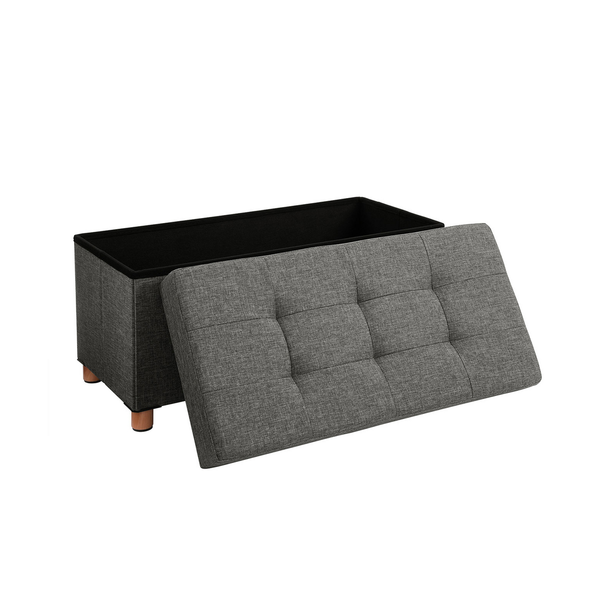 SONGMICS förvaringspuff, 65 L, hopfällbar, med lock, mörkgrå, LSF16GYZ