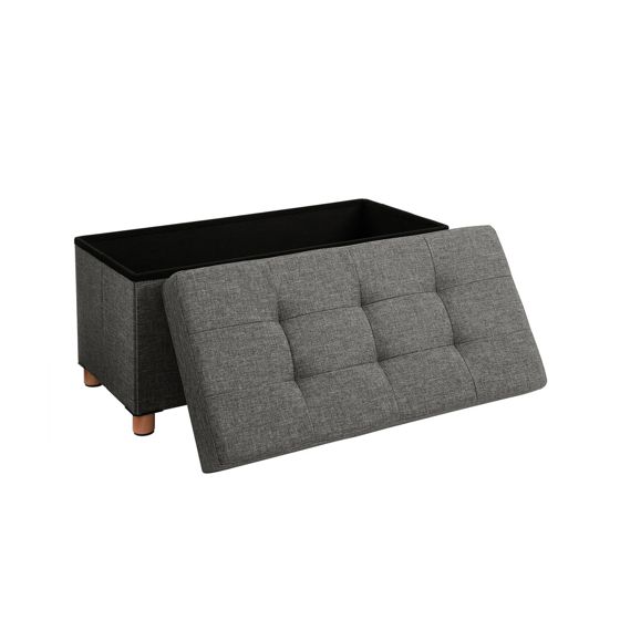 Songmics förvaringspuff, 65 L, hopfällbar, med lock, mörkgrå, LSF16GYZ