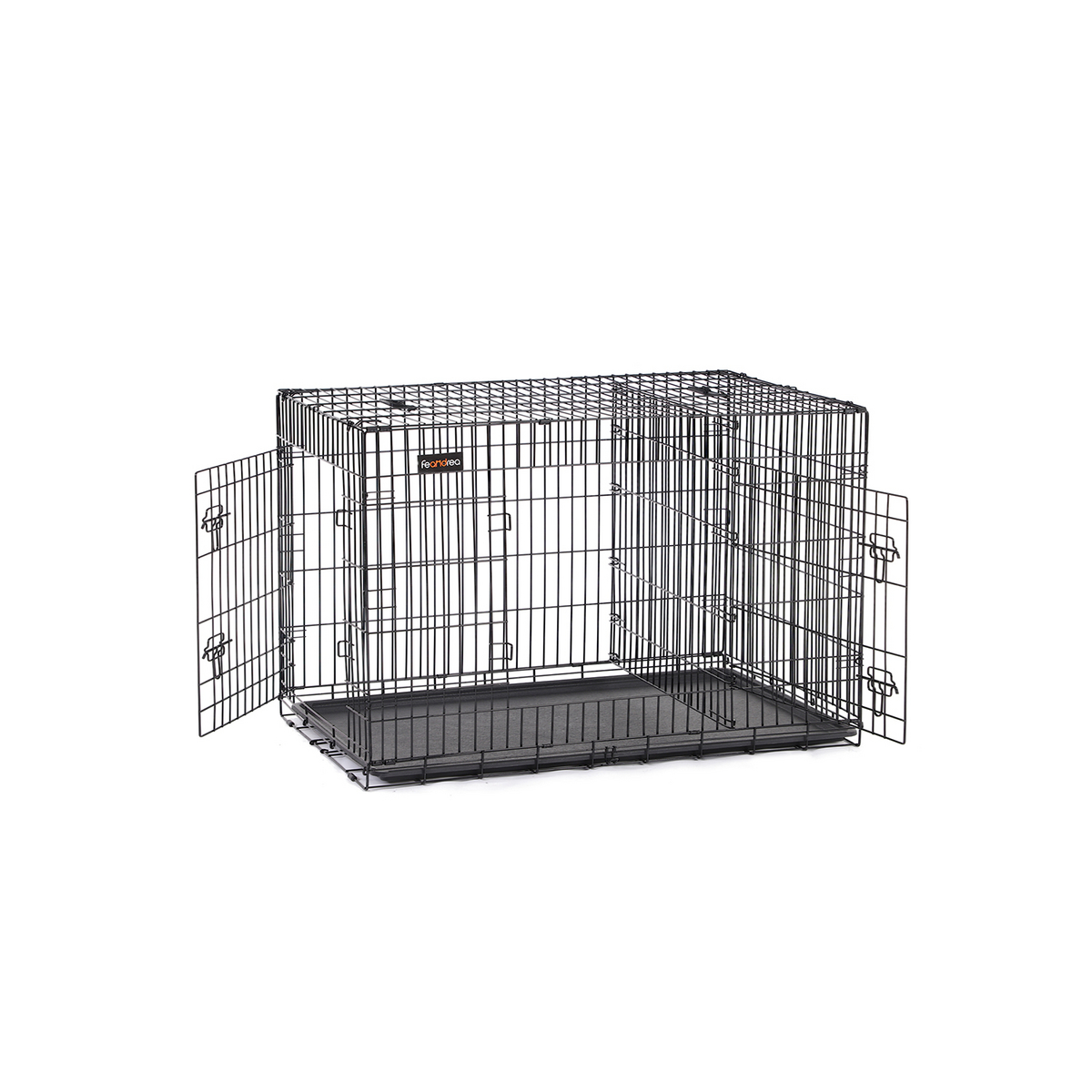 FEANDREA hundbur, 2 dörrar, 122 × 74.5 × 80.5 cm, svart, PPD48BK