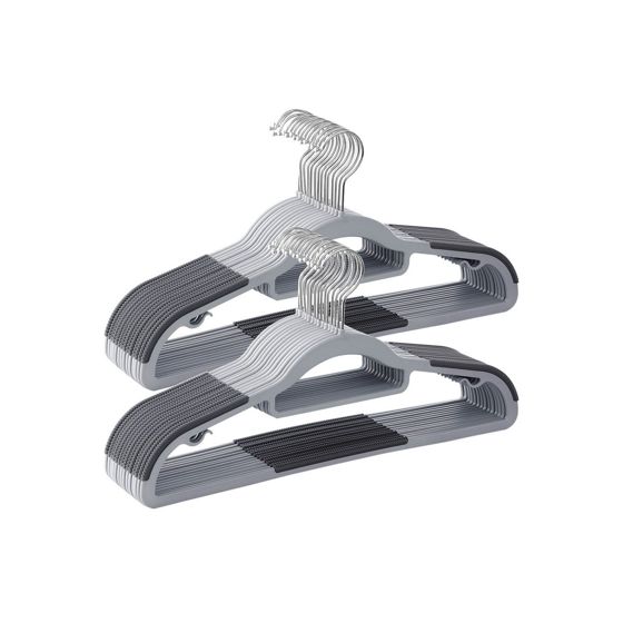 Songmics klädgalgar, 50-pack, 0.6 cm, snurrbar, ljusgrå/mörkgrå, CRP20G50