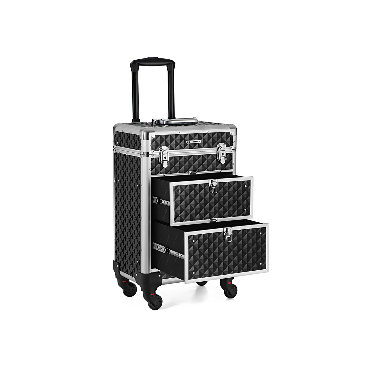SONGMICS förvaringsvagn, 34 × 27 × 57 cm, låsbar, med hjul, svart, JHZ08BK