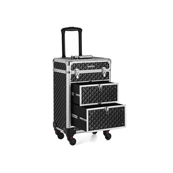 Songmics förvaringsvagn, 34 × 27 × 57 cm, låsbar, med hjul, svart, JHZ08BK