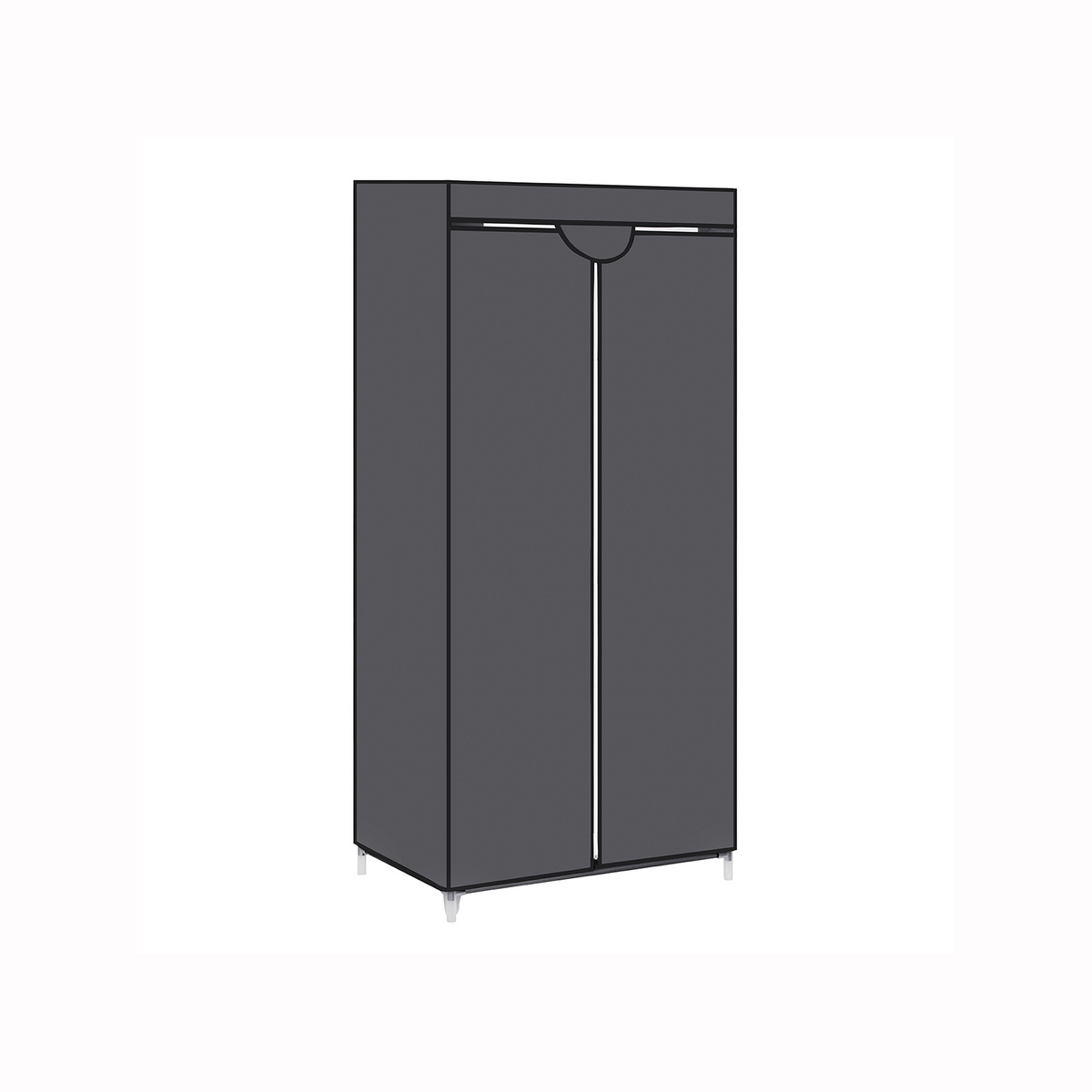SONGMICS garderob, 75 × 45 × 160 cm, hopfällbar, grå, RYG83GY