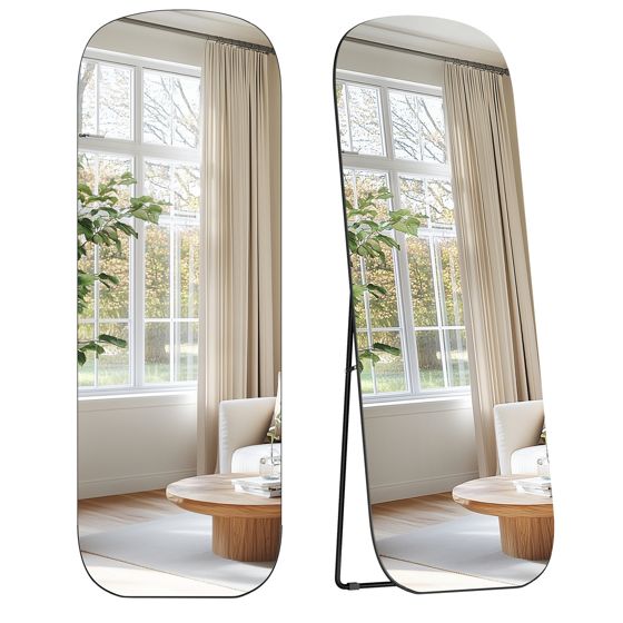 Songmics helkroppsspegel, 160 × 50 cm, svart, LFM029B01