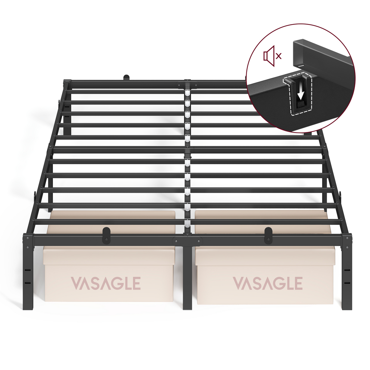 VASAGLE sängram, svart, RMB133B01