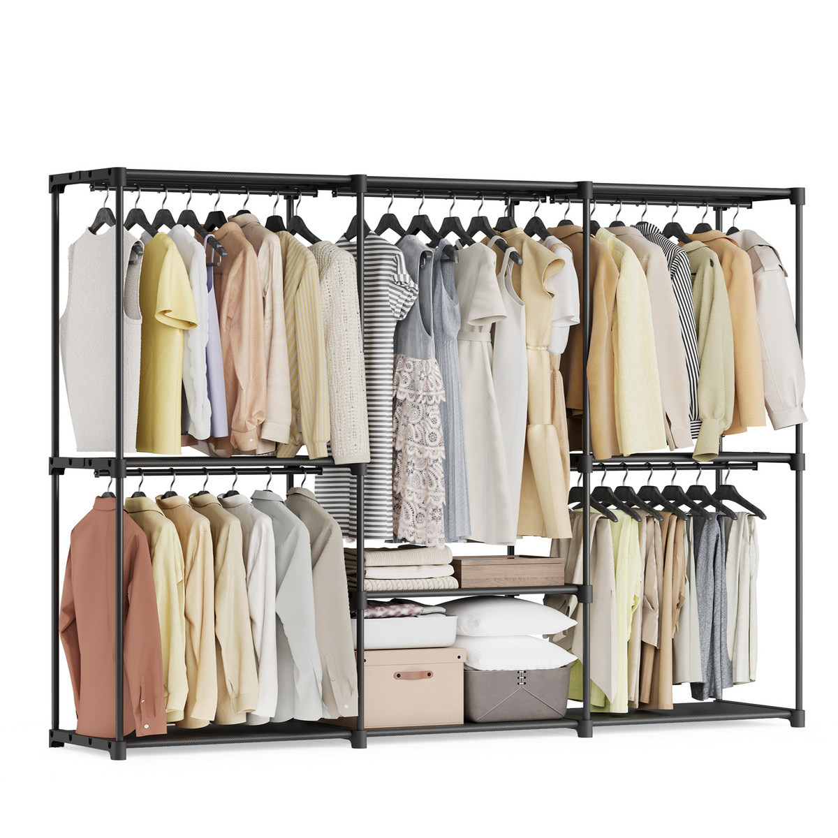 Songmics garderob, 205 × 43 × 166 cm, svart, RYG035B01
