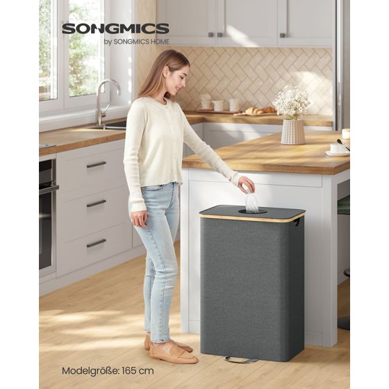 Songmics återvinningskärl, grå/naturbeige, URRB509G01