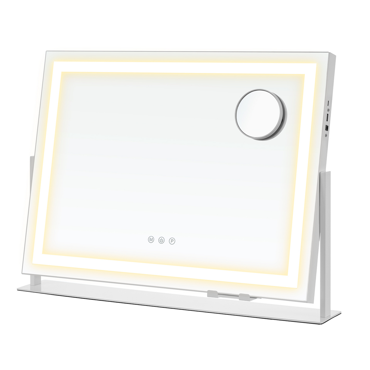Songmics sminkspegel, justerbar, med LED-belysning, mattvit, LWM002W02