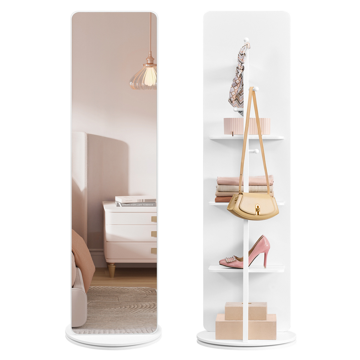 Songmics helkroppsspegel, 163 × 45 cm, snurrbar, molnvit, LFM036W01
