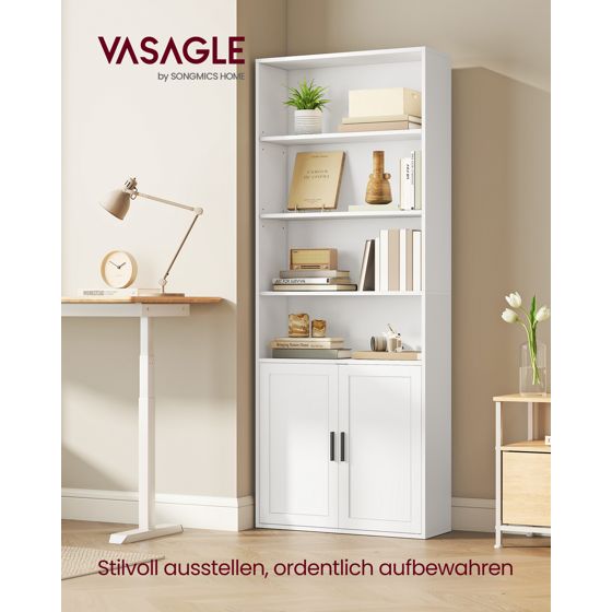 Vasagle bokhylla, 6 nivåer, 24 × 60 × 175 cm, molnvit, LBC402W01