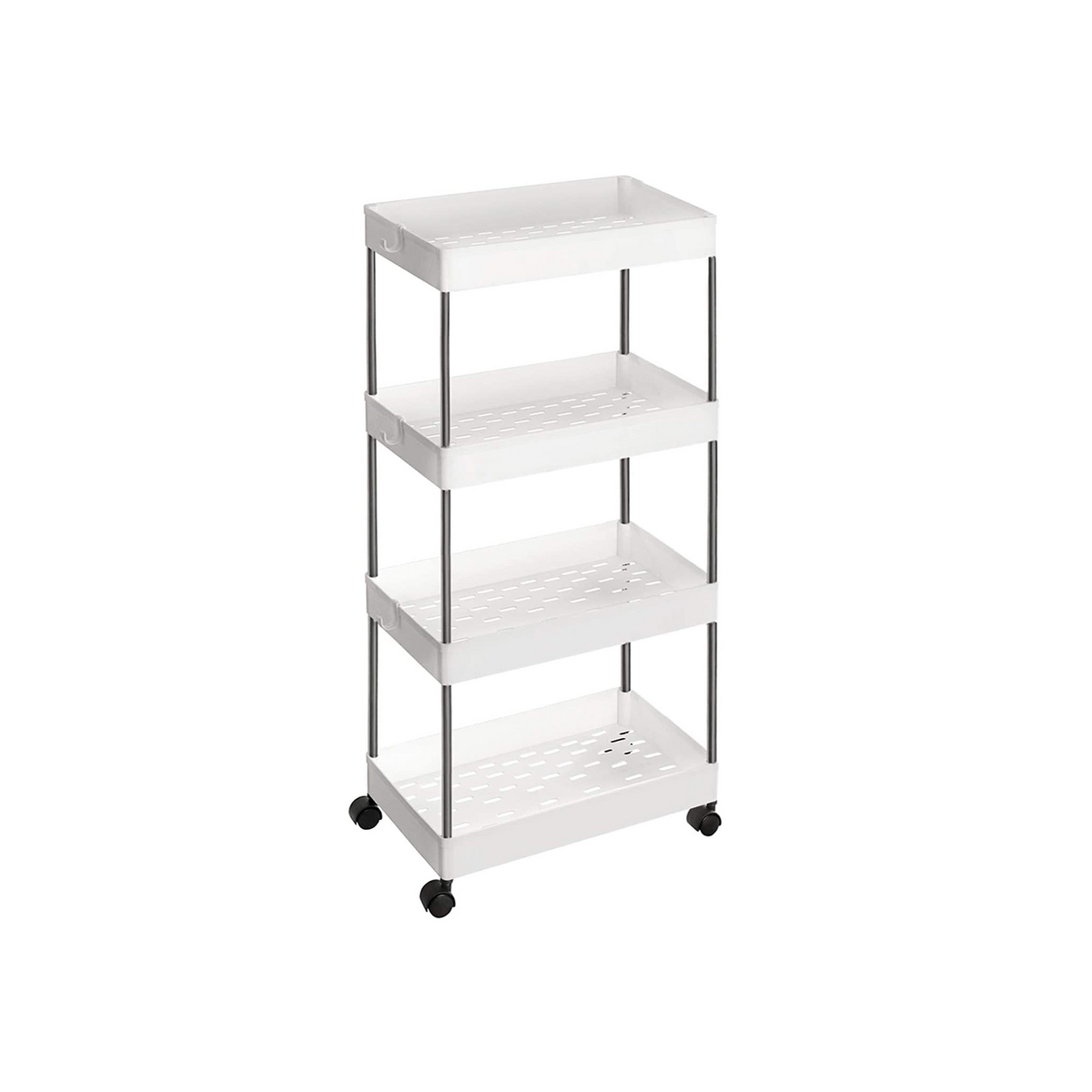 Songmics förvaringsvagn, 4 nivåer, 40 × 22 × 86 cm, med hjul, vit, KSC10WT