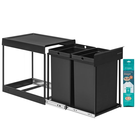 Songmics återvinningskärl, 20 L, svart, LTB951B01