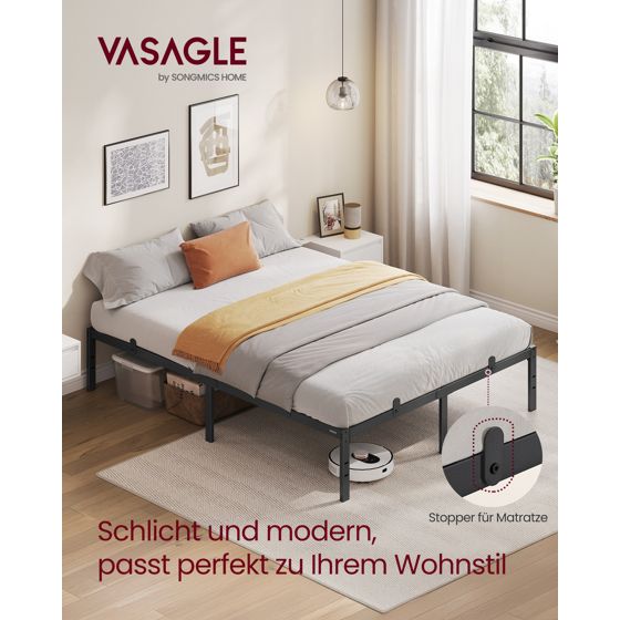 Vasagle sängram, 140 × 200 cm, svart, RMB134B01