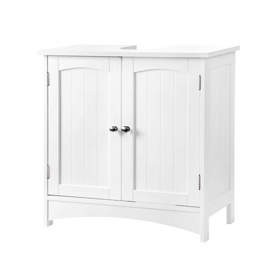 Vasagle tvättställsskåp, 2 dörrar, 60 × 30 × 60 cm, justerbar hylla, vit, BBC01WT