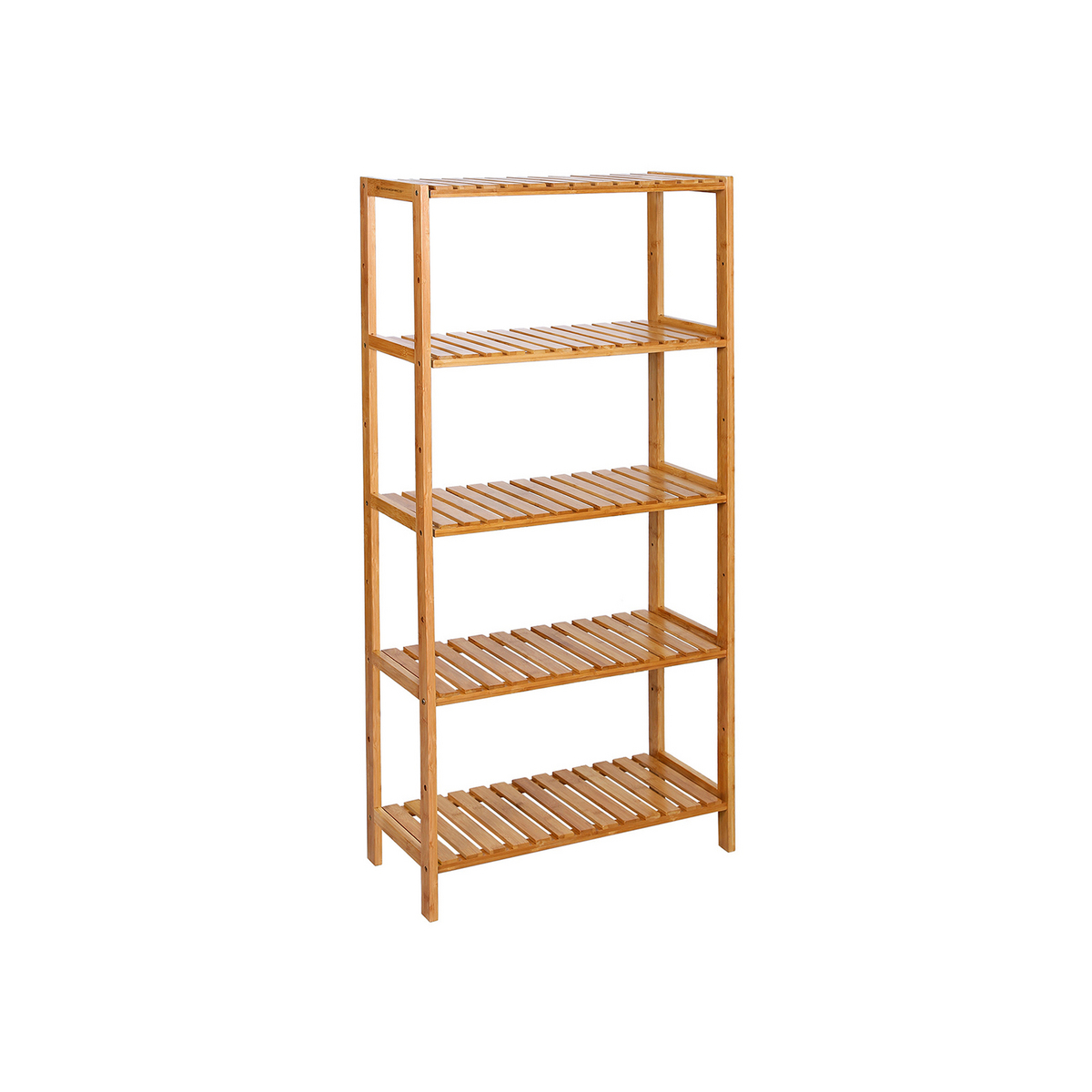 Songmics badrumshylla, 5 nivåer, 60 × 26 × 130 cm, justerbar, naturfärgad, BCB35Y