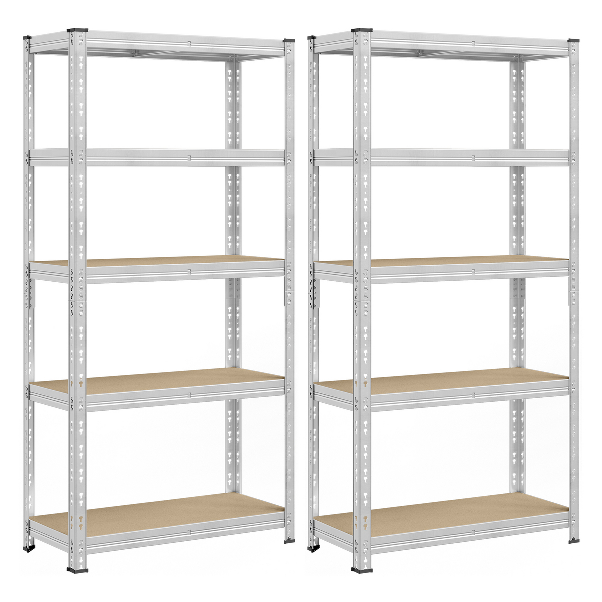 SONGMICS hyllenhet, 2-pack, 40 × 90 × 180 cm, justerbar hylla, silver, GLR455E01