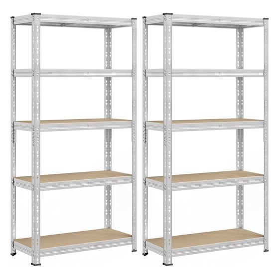 Songmics hyllenhet, 2-pack, 40 × 90 × 180 cm, justerbar hylla, silver, GLR455E01