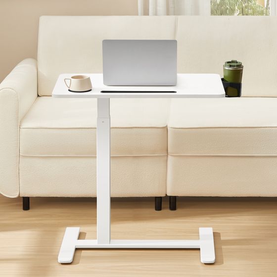 Vasagle datorbord, 70 × 40 cm, höjdjusterbar, med hjul, molnvit, ULSD600W01