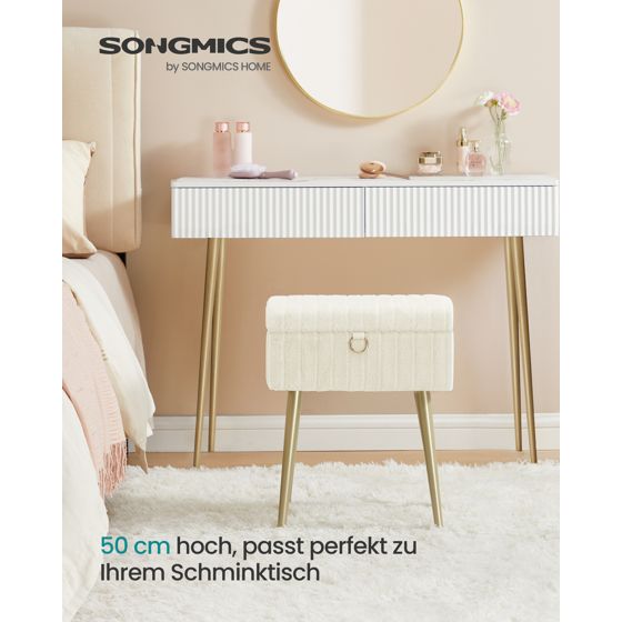 Songmics sminkbord, justerbar, gräddvit, LOM505WZ02