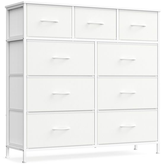 Songmics byrå, 9 lådor, molnvit, LGS324WH01
